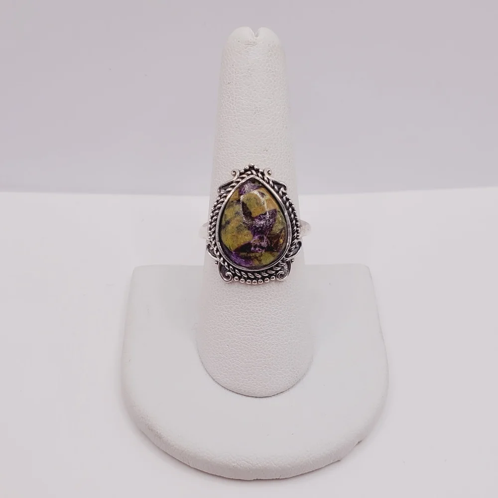 Pear Shaped Tasmanian Stichtite 925 Sterling Silver Artisan Statement Ring